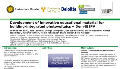 Dem4BIPV Poster Award at the Utrecht University's International Conference on Sustainability, 2015